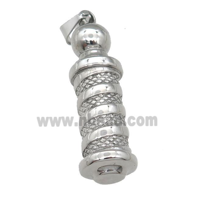 raw Stainless Steel column pendant