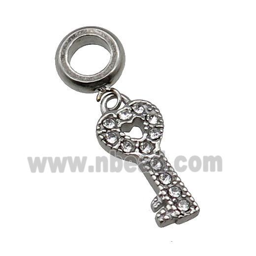 Raw Stainless Steel Key Charm Pendant