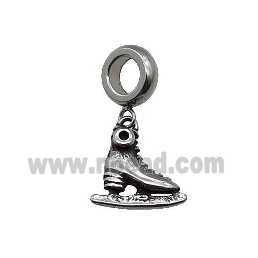 Stainless Steel IceSkates Pendant Antique Silver