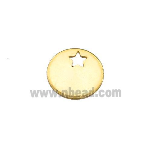 Stainless Steel Circle Pendant Star Gold Plated