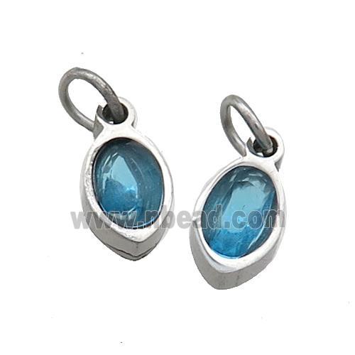 Raw Stainless Steel Eye Pendant Pave Aqua Zircon