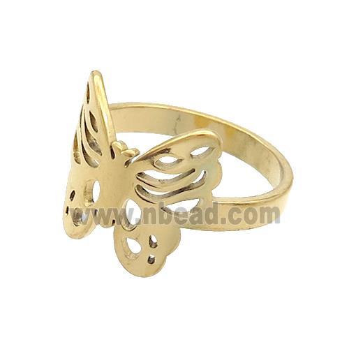Stainless Steel Rings Butterfly Gold Plated