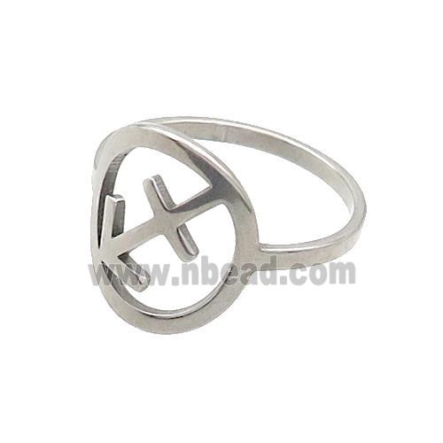 Raw Stainless Steel Rings Zodiac Sagittarius