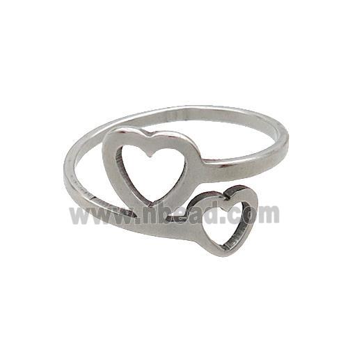 Raw Stainless Steel Rings Heart
