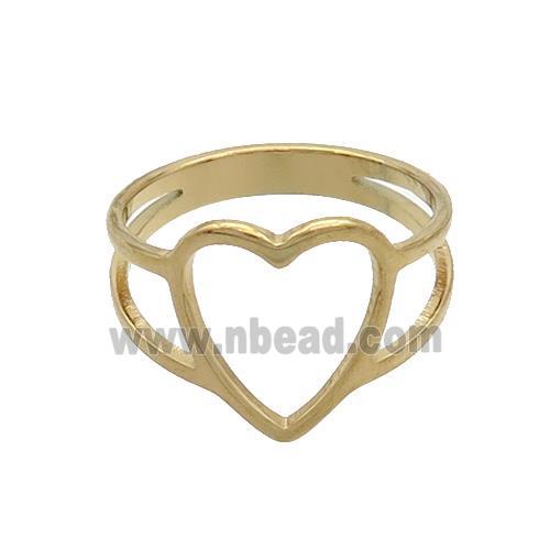 Stainless Steel Rings Heart Gold Plated