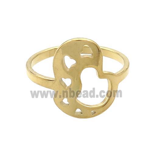 Stainless Steel Rings Heart Gold Plated