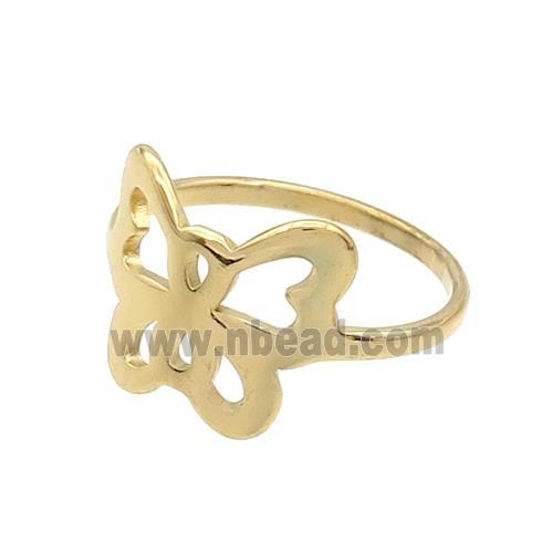 Stainless Steel Rings Butterfly Gold Plated