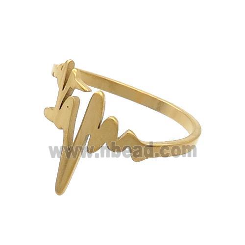 Stainless Steel Rings Heartbeat Gold Plated
