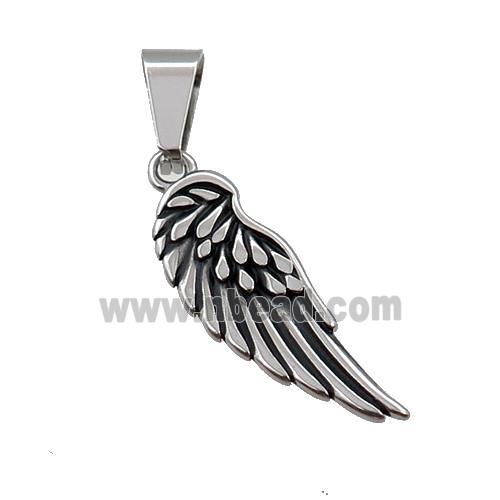 Stainless Steel Angel Wings Charms Pendant Antique Silver