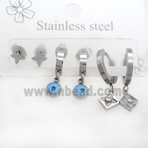 Raw Stainless Steel Earrings Evil Eye