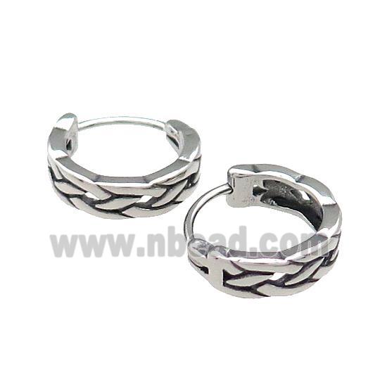 Stainless Steel Hoop Earrings Antique Silver