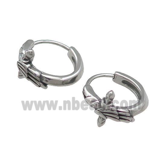 Stainless Steel Hoop Earrings Cross Antique Silver