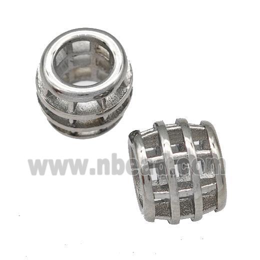 Raw Stainless Steel Barrel Beads Hollow Large Hole