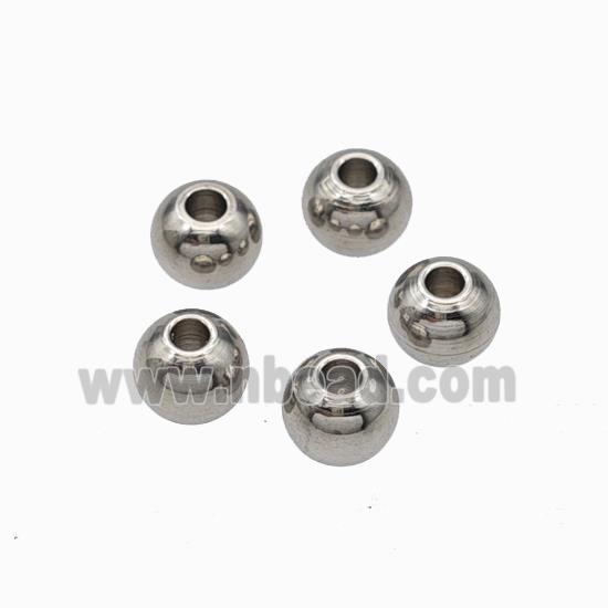 Raw Stainless Steel Round Beads Smooth