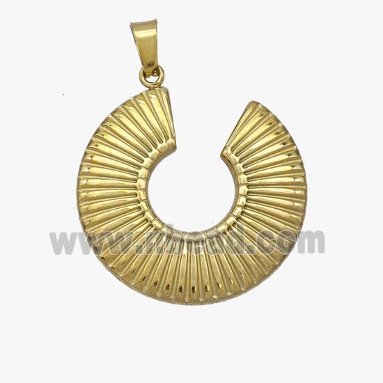 Stainless Steel Sun Pendant Circle Gold Plated