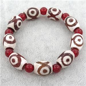 Tibetan Agate Beads Bracelet, stretchy, approx 12-16mm