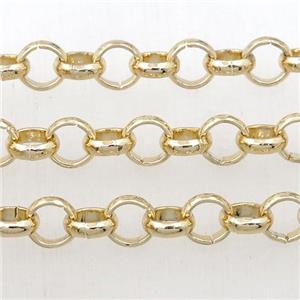 Iron Rolo Chain, gold plated, approx 6mm