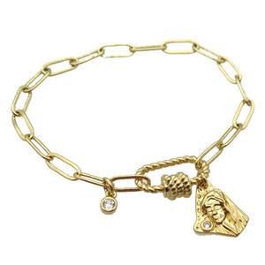 copper bracelet, gold plated, approx 4x11mm, 18cm length