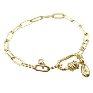 copper bracelet, gold plated, approx 4x11mm, 18cm length