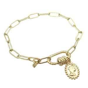 copper bracelet, gold plated, approx 4x11mm, 18cm length