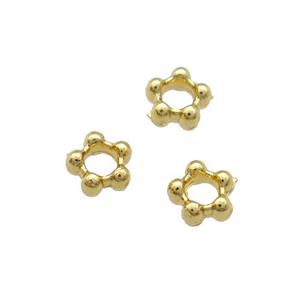 Copper Daisy Spacer Beads Unfaded Gold Plated, approx 4.5mm