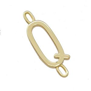 Copper Connector Letter-Q Gold Plated, approx 7-15mm