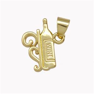 Wine Bottle Charms Copper Pendant Gold Plated, approx 9-15mm