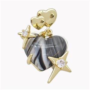 Copper Heart Pendant Pave Acrylic Star Gold Plated, approx 12mm, 11-16mm, 20mm