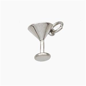 Wine Cup Charms Copper Pendant Platinum Plated, approx 8-10mm