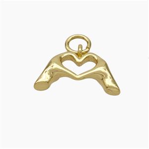 Heart Hands Charms Copper Pendant Gold Plated, approx 9-15.5mm