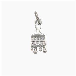 Paint Brush Charms Copper Pendant Pave Zirconia Platinum Plated, approx 6-12mm