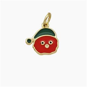 Christmas Gingerbread Man Charms Copper Pendant Red Enamel Gold Plated, approx 10mm