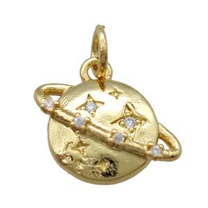 copper pendant paved zircon, gold plated, approx 10-15mm