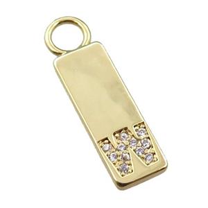 copper rectangle pendant pave zircon, gold plated, approx 7-20mm