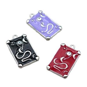 Copper Tarot Card Pendant with Enamel, Mix, Platinum Plated, approx 13-20mm