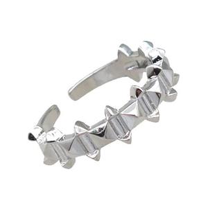 adjustable copper Rings with pad, platinum plated, approx 6mm, 18mm dia