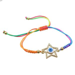 nylon bracelet with evil eye, adjustable, approx 16mm, 20-24cm length