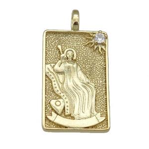 copper Tarot Card pendant, beauty, gold plated, approx 15-24mm