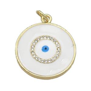 copper coin Eye pendant with withe enamel, gold plated, approx 20mm dia