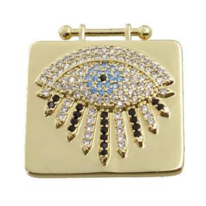 copper eye pendant paved zircon, gold plated, approx 24-26mm