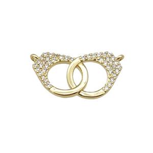 copper DoubleLock pendant paved zircon, gold plated, approx 10-20mm