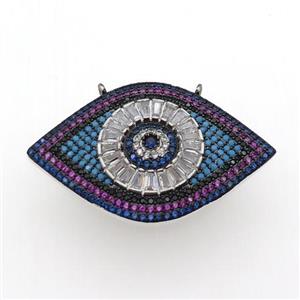 copper Eye pendant pave zircon, black plated, approx 25-40mm