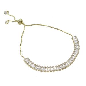Copper Bracelet Pave Zircon Adjustable Gold Plated, approx 6mm, 90mm, 26cm length