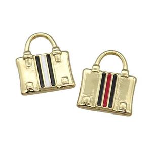 Copper Bag Charm Pendant Enamel Gold Plated Mixed, approx 15-20mm
