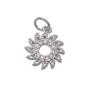 Copper Hotwheels Pendant Pave Zircon Platinum Plated, approx 10.5mm