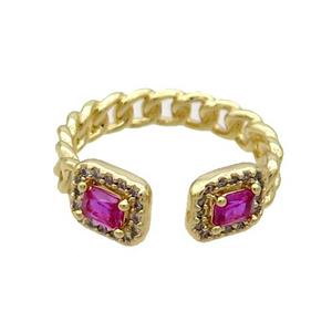 Copper Ring Pave Zircon Gold Plated, approx 7-8mm, 18mm dia