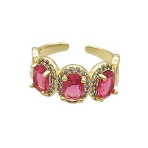 Copper Ring Pave Zircon Red Crystal Gold Plated, approx 10mm, 18mm dia