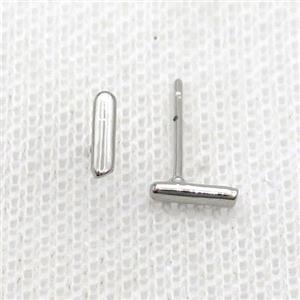 Copper Stud Earring I-Letter Platinum Plated, approx 5-7mm