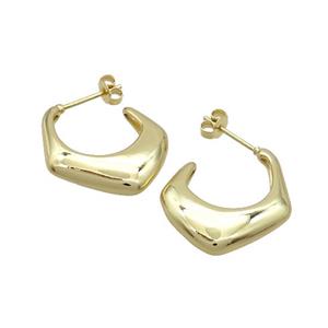 Copper Stud Earrings Gold Plated, approx 22-25mm