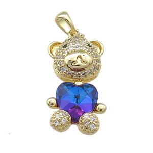 Copper Mouse Pendant Pave Zircon Crystal Glass Gold Plated, approx 14-27mm